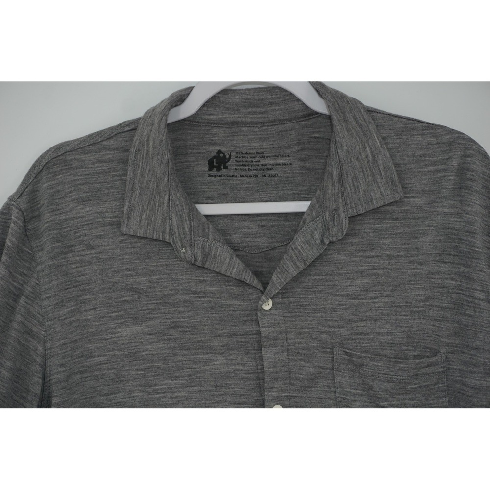 Woolly Clothing Co. Shirt Gray Merino Wool Short Sleeve Button Up Men's L